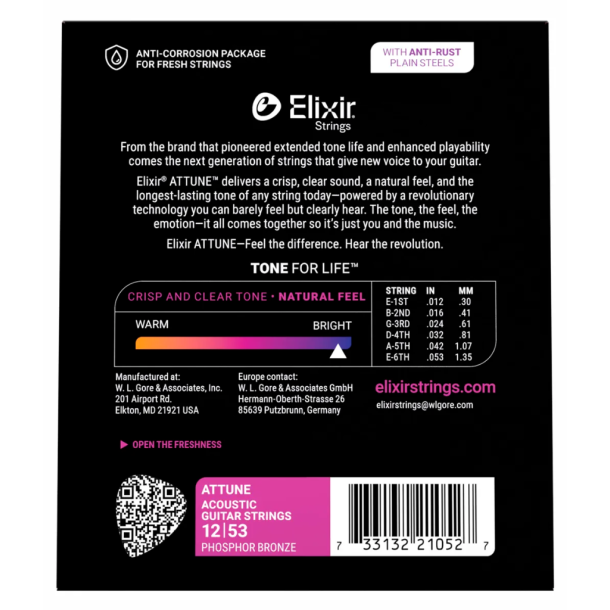 Elixir Attune Acoustic Phosphor Bronze 21052 Medium 12-53